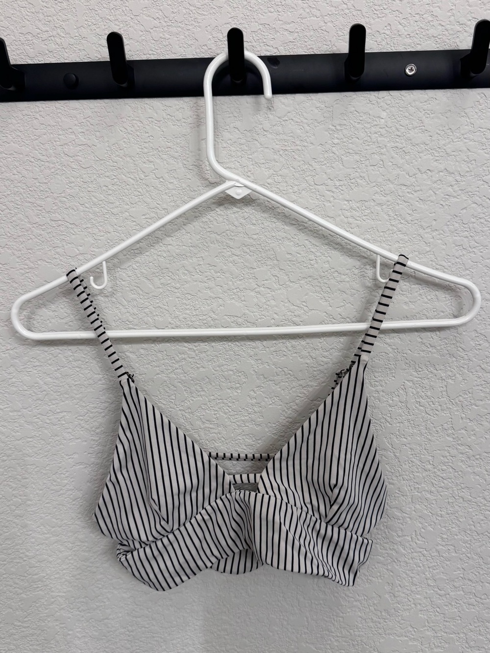 Amuse Society Black & White Striped Twist-Front Bikini Top